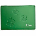Dior Magic Wallet Calfskin Leather Clover Embossed Bifold Card Case Green