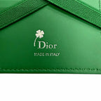 Dior Magic Wallet Calfskin Leather Clover Embossed Bifold Card Case Green — view 9