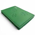 Dior Magic Wallet Calfskin Leather Clover Embossed Bifold Card Case Green — view 4