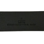 Gucci Logo Buckle Dull Finished Leather Belt Silver Black — view 7