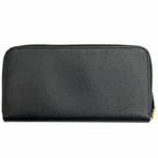 Prada Saffiano Leather Triangle Logo Zip Around Wallet Black Gold — view 2