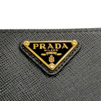 Prada Saffiano Leather Triangle Logo Zip Around Wallet Black Gold — view 6