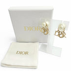 Dior Tribales Tribal Earrings for Both Ears Logo Resin Pearl Rhinestone Gold — view 2