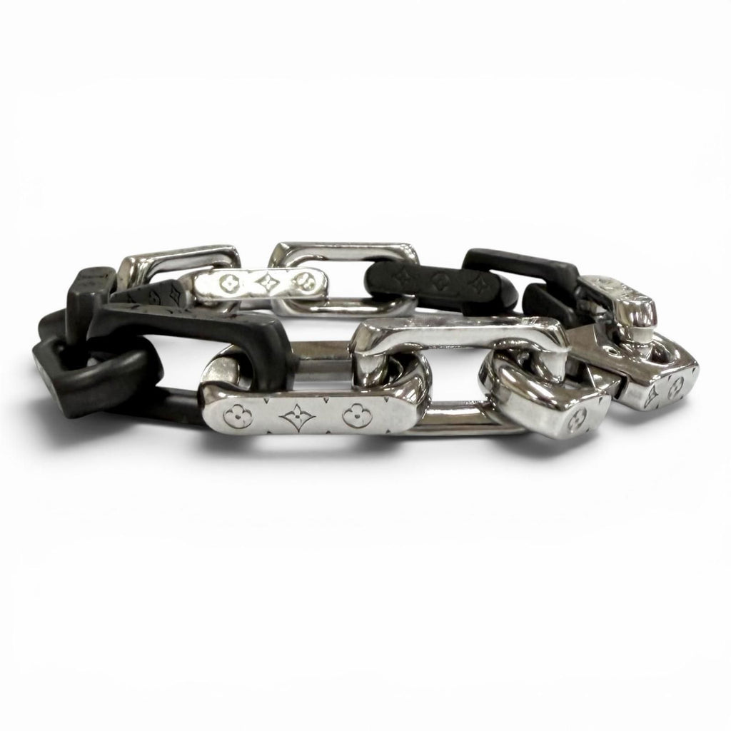 Louis Vuitton Bracelet Monogram Chain Black Silver — view 2