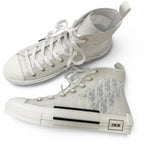 Dior Homme Rubber Oblique All Over Pattern Lace Up High Cut Sneakers White — view 3