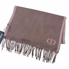 Dior Homme Silk 100% CD Logo Embroidery Fringe Scarf Shawl Pink