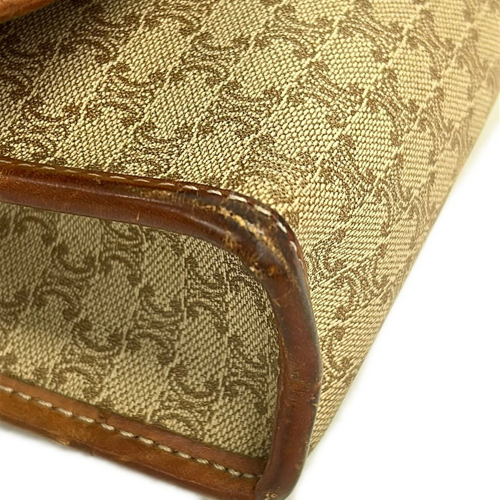 Celine Shoulder Bag Macadam Pattern Beige Brown Leather — view 6