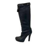 Gucci Long Boots 37.5 Black Tassel Leather