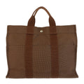 Hermes Her Line Brown Silver Polyamide Tote