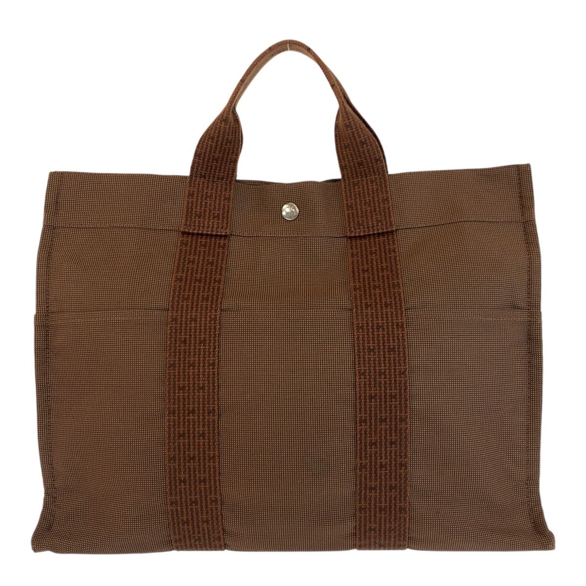 Hermes Her Line Brown Silver Polyamide Tote — view 2