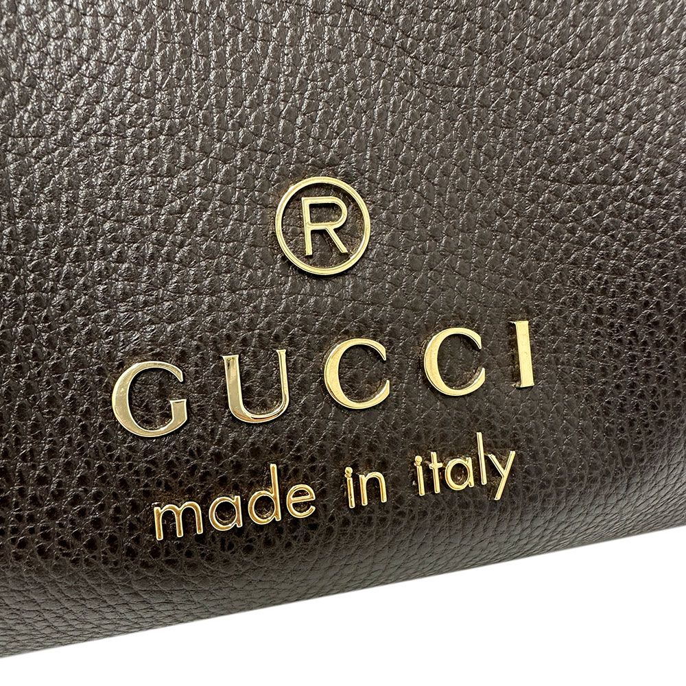 Gucci Tote Leather Dark Brown — view 7