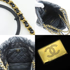 Chanel Shoulder Bag 22 Mini Shiny Calfskin Black Gold Crossbody Plate Chain — view 7