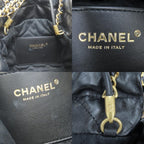 Chanel Shoulder Bag 22 Mini Shiny Calfskin Black Gold Crossbody Plate Chain — view 8
