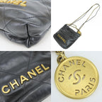 Chanel Shoulder Bag 22 Mini Shiny Calfskin Black Gold Crossbody Plate Chain — view 6