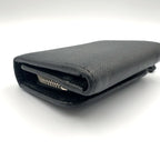 Prada Saffiano Triangle Leather Black Trifold Wallet Silver — view 5