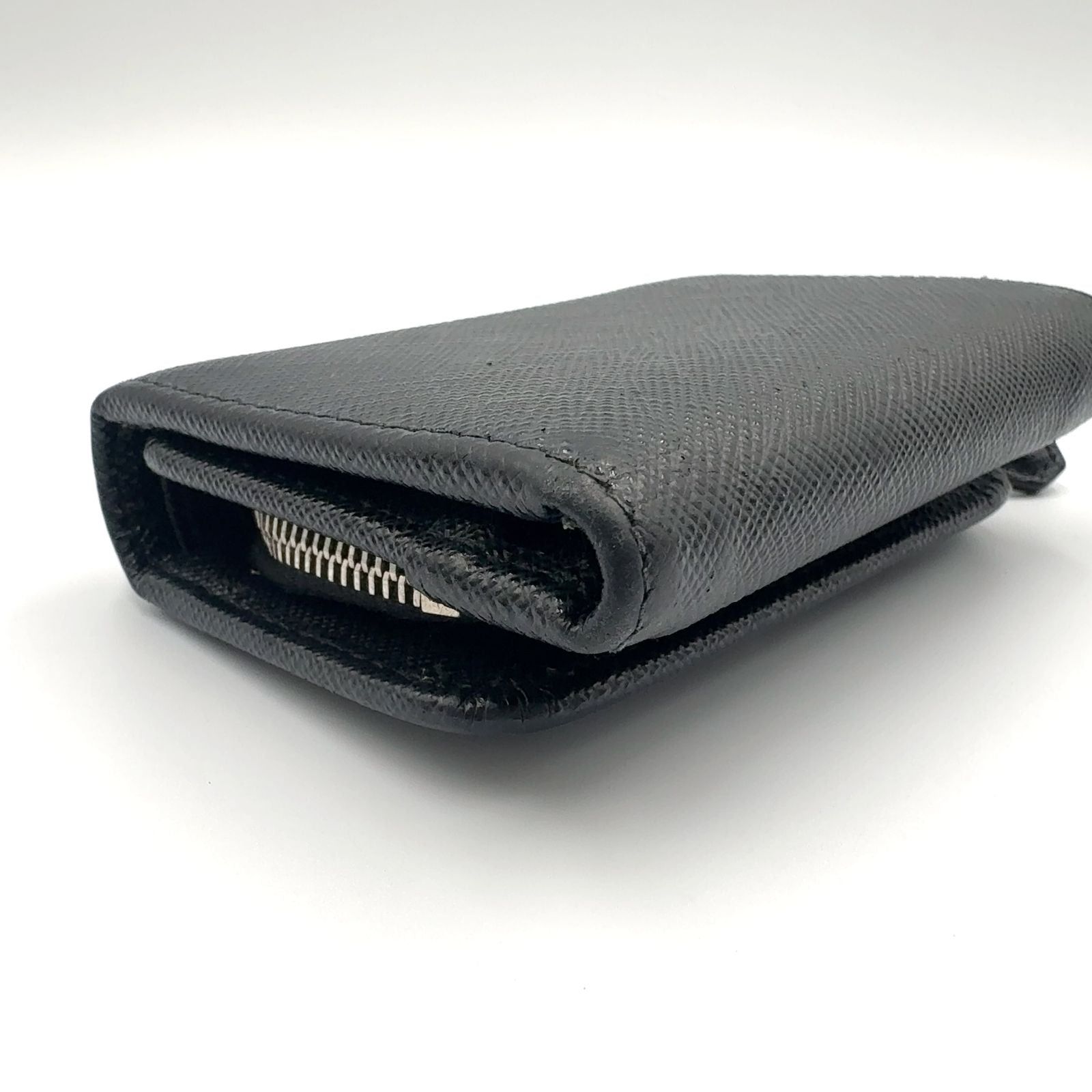 Prada Saffiano Triangle Leather Black Trifold Wallet Silver — view 5