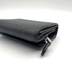 Prada Saffiano Triangle Leather Black Trifold Wallet Silver — view 6