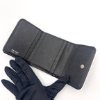 Prada Saffiano Triangle Leather Black Trifold Wallet Silver — view 3