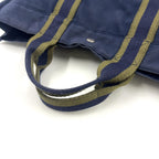 Hermes New Fourre Tout MM Canvas Khaki Green Navy Tote Silver — view 5