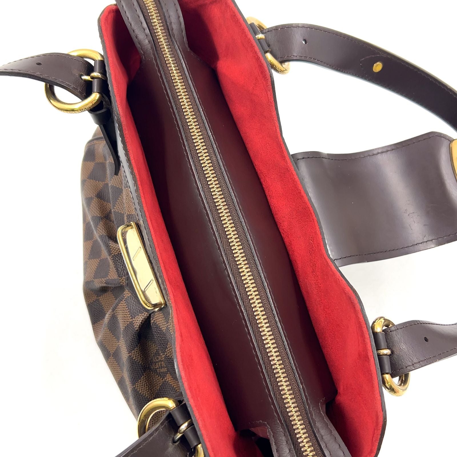 Louis Vuitton Sistine PM Damier Ebene Leather Brown Handbag Gold — view 7
