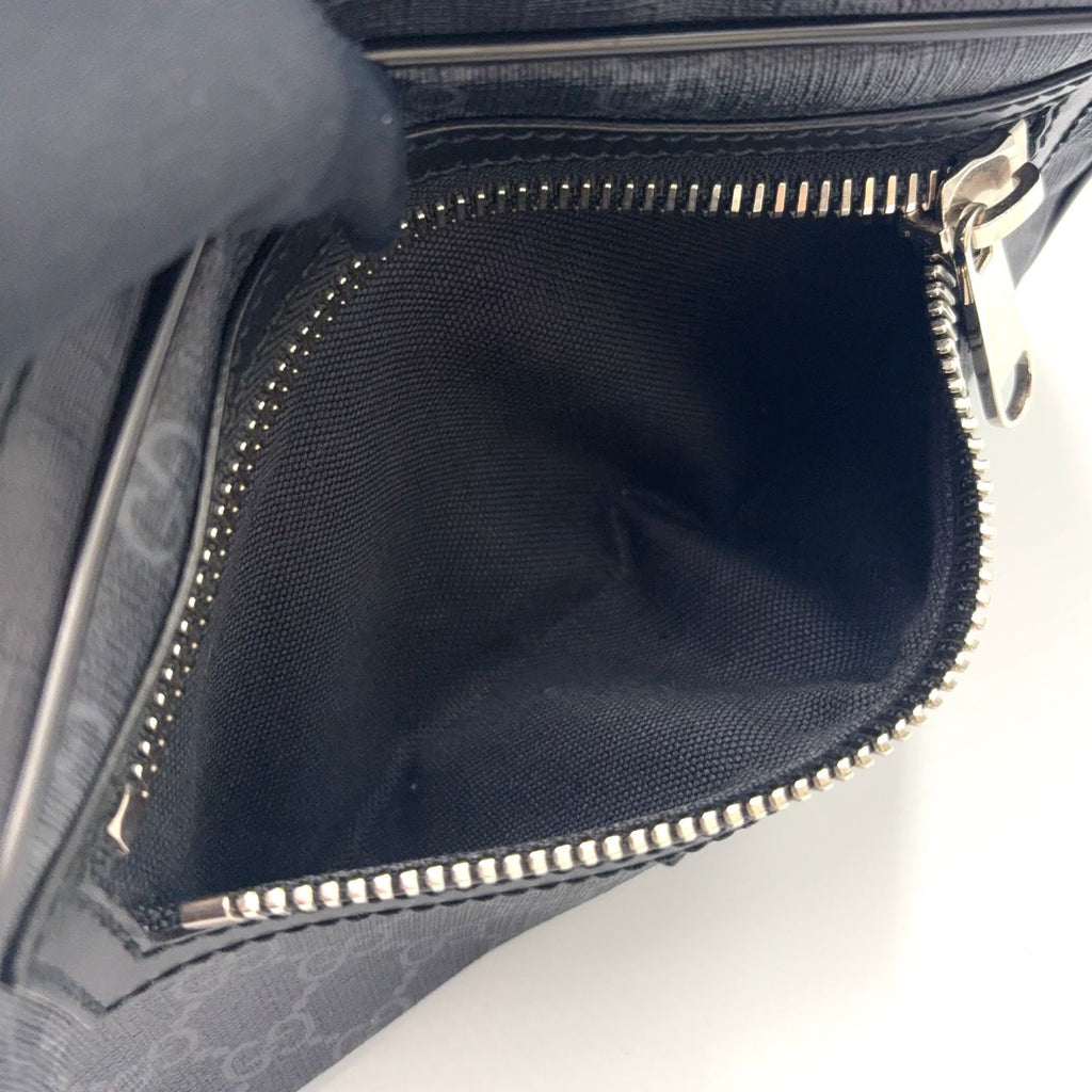 Gucci GG Supreme Sherry Line Leather Black Belt Bag Silver — view 8