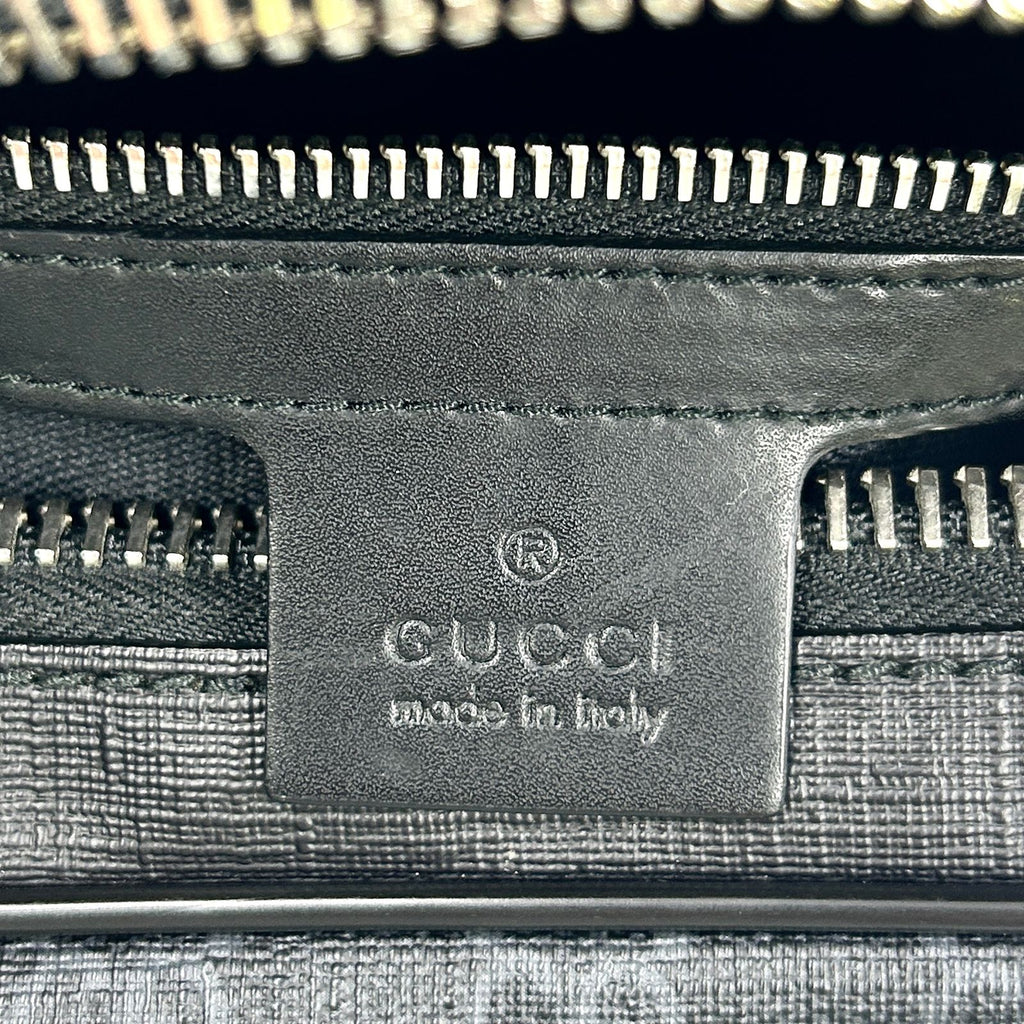 Gucci GG Supreme Sherry Line Leather Black Belt Bag Silver — view 4