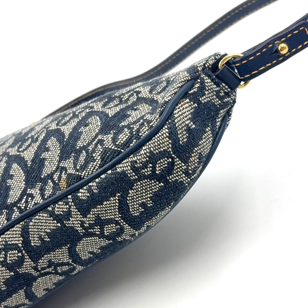 Dior Trotter Saddle Leather Canvas Navy Handbag Gold — view 7