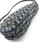 Dior Trotter Saddle Leather Canvas Navy Handbag Gold — view 6