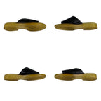 Chanel CC Logo Leather Slide Sandals Black — view 6