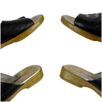 Chanel CC Logo Leather Slide Sandals Black — view 7