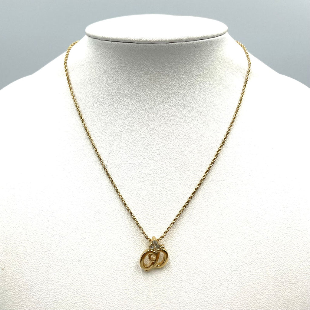 Dior Limited CD Logo Color Stone Clear Gold Necklace — view 9