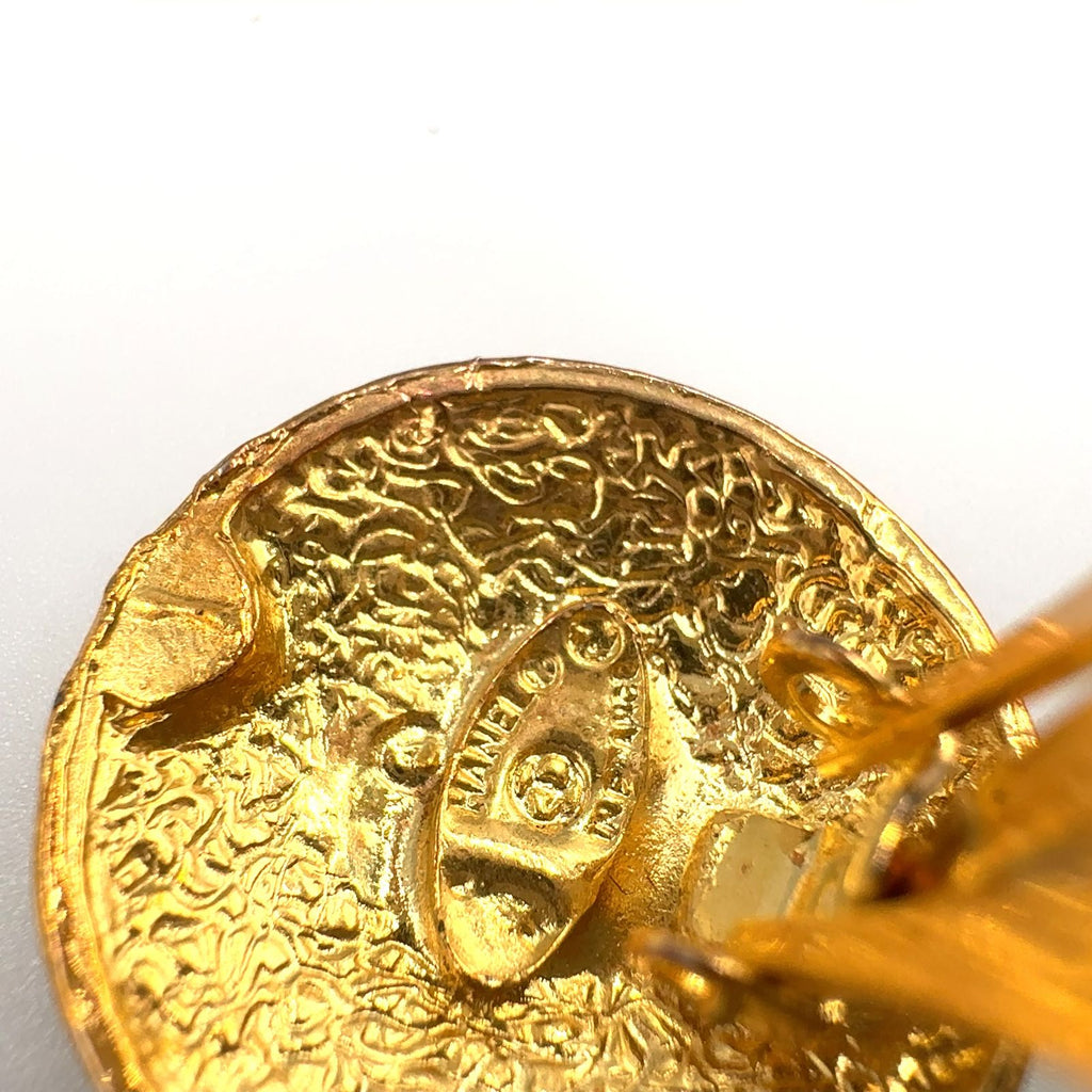 Chanel Limited CC Logo Round Gold Plated Earrings — view 9