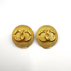 Chanel Limited CC Logo Round Gold Plated Earrings — view 5