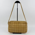 Chanel CC Logo Wild Stitch Choco Bar Chain Shoulder Bag Beige Leather Vintage