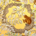 Hermes Carre 90 Casse Noisette Nutcracker Scarf Silk Yellow Squirrel Animal — view 3