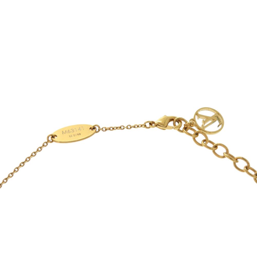 Louis Vuitton Nanogram Name Tag Motif Monogram Gold Silver Necklace — view 4