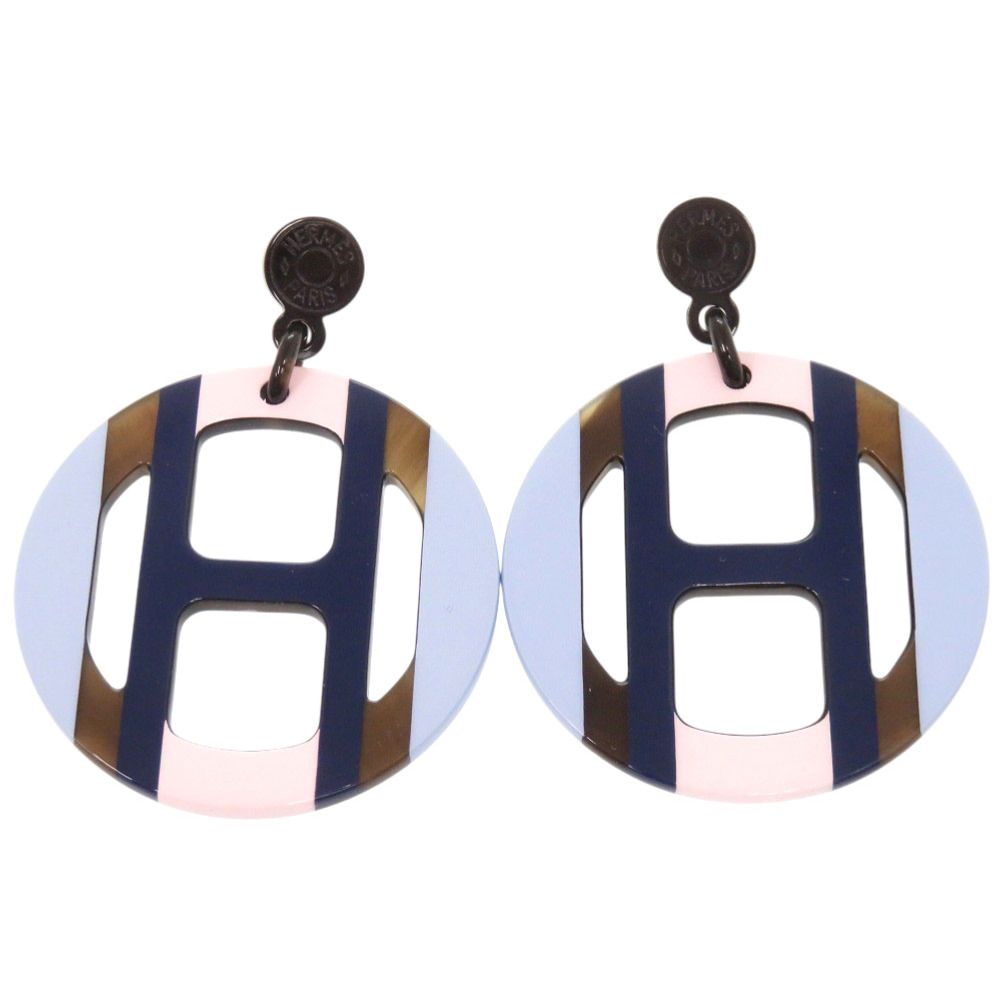 Hermes Equipe Buffalo Horn Lacquer Earrings
