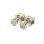 Hermes Cage Ash Cube Metal Ivory Silver Earrings — view 3