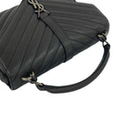 Saint Laurent Paris Carre YSL Logo Stitch Leather 2-Way Shoulder Bag Gray — view 4