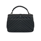 Saint Laurent Paris Carre YSL Logo Stitch Leather 2-Way Shoulder Bag Gray — view 3
