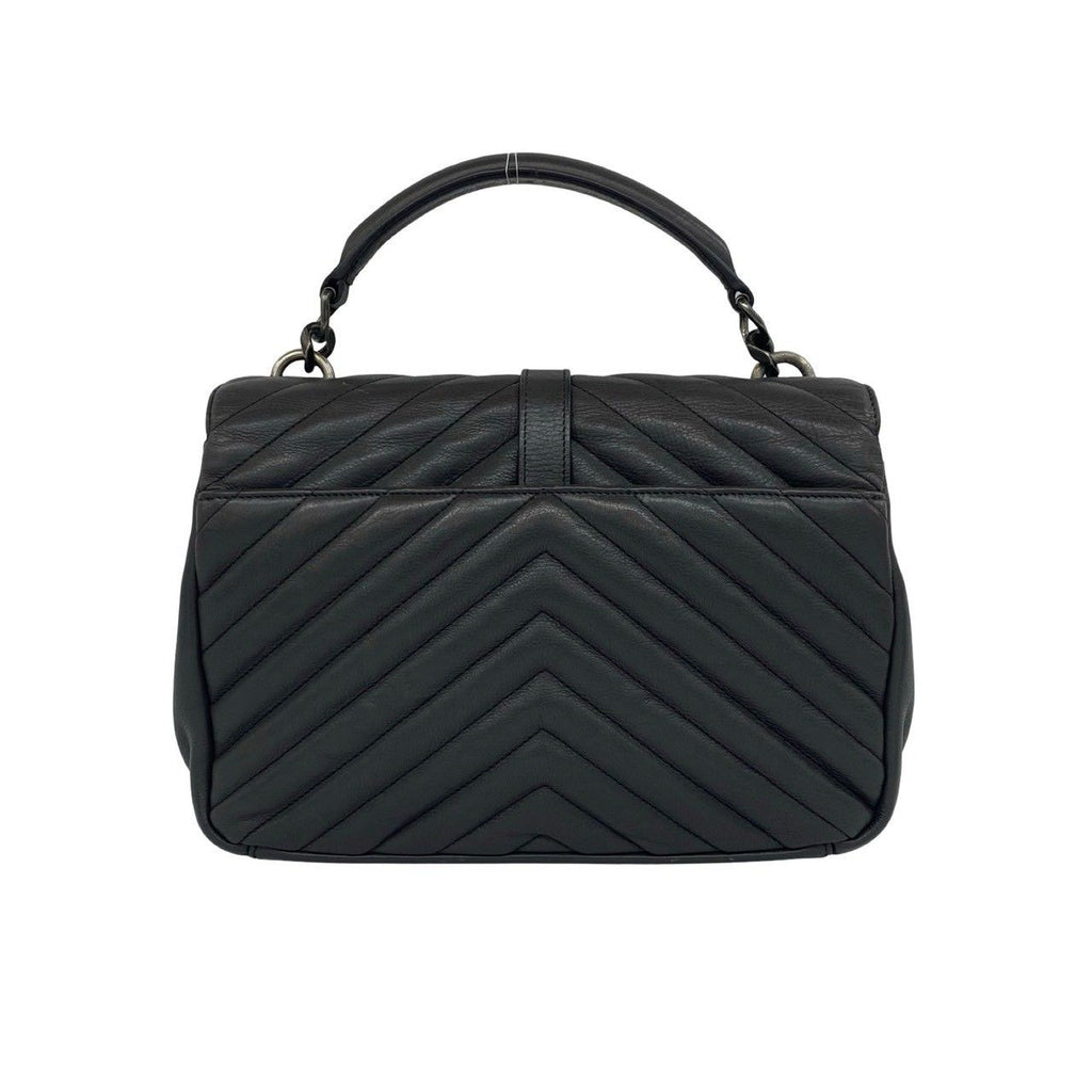 Saint Laurent Paris Carre YSL Logo Stitch Leather 2-Way Shoulder Bag Gray — view 3