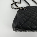 Chanel CC Logo Quilted Chain Shoulder Bag Black Caviar Leather Vintage — view 9