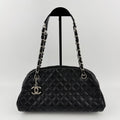 Chanel CC Logo Quilted Chain Shoulder Bag Black Caviar Leather Vintage