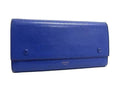 Celine Wallet Multi Function Blue Leather Bifold Gold