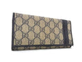Gucci Wallet GG Supreme Brown Navy Leather Bifold