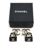 Chanel Leather CC Logo Bag Motif Earrings — view 5