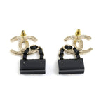 Chanel Leather CC Logo Bag Motif Earrings — view 2