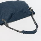 Chanel Wild Stitch Quilted Tote Caviar Leather Blue Gunmetal CC Logo Chain — view 4