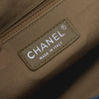 Chanel Wild Stitch Quilted Tote Caviar Leather Blue Gunmetal CC Logo Chain — view 8