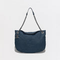 Chanel Wild Stitch Quilted Tote Caviar Leather Blue Gunmetal CC Logo Chain